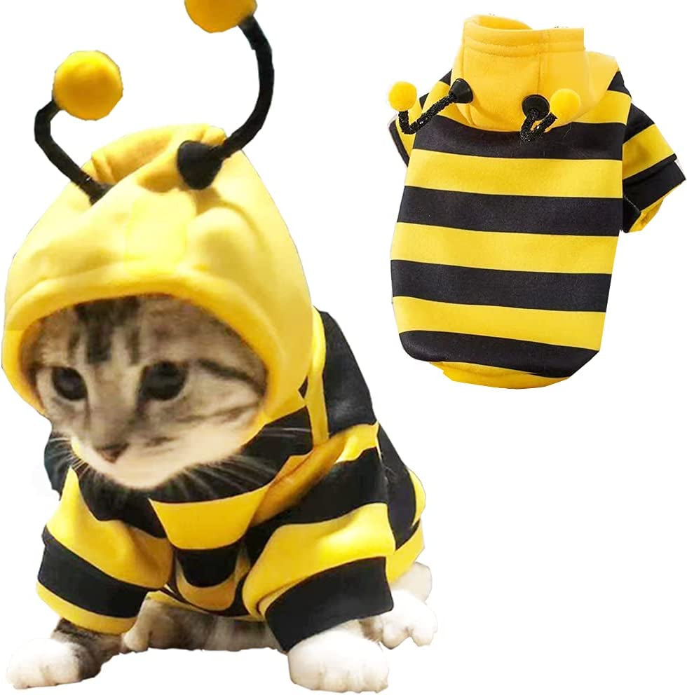 Adorable Bumblebee Cat Sweater - Cozy Pet Costume for Halloween & Christmas (X-Large)