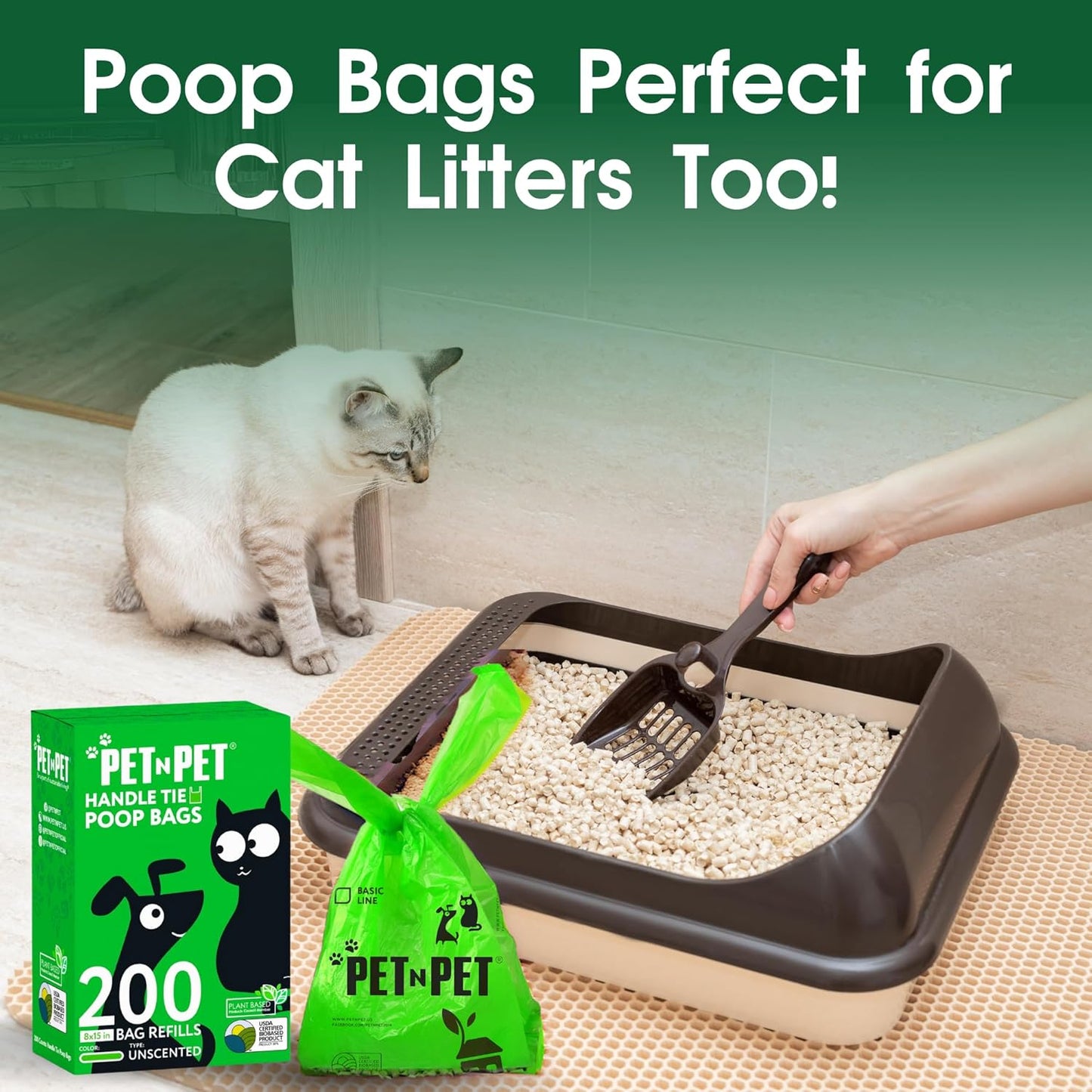 PET N PET 800-Count Unscented litter Bags with Tie Handles – Extra-Thick, Leak-Proof, and Eco-Friendly