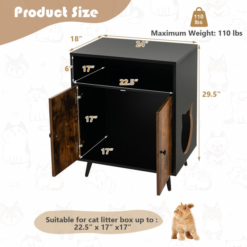 Industrial Cat Litter Box Enclosure with Entry & Open Storage