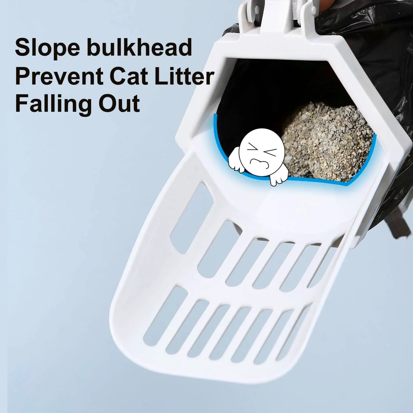 3-in-1 Cat Litter Scoop with Holder – Large Portable Scooper with 200 Refill Bags (Gray)