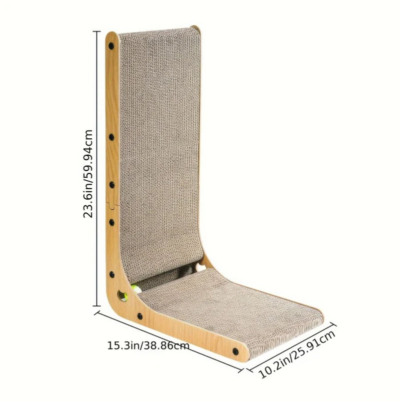 23.6" L-Shaped Cat Scratching Post with Ball Toy