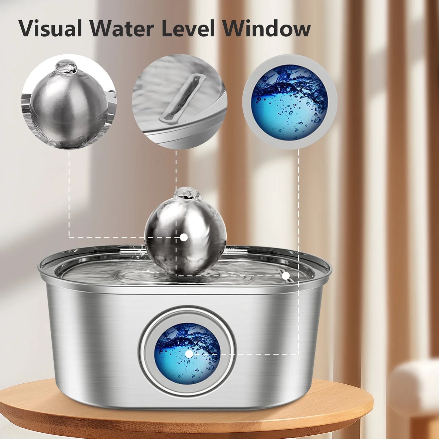 Qunler Stainless Steel Pet Water Fountain – 3.2L / 108 fl. oz. water Dispenser