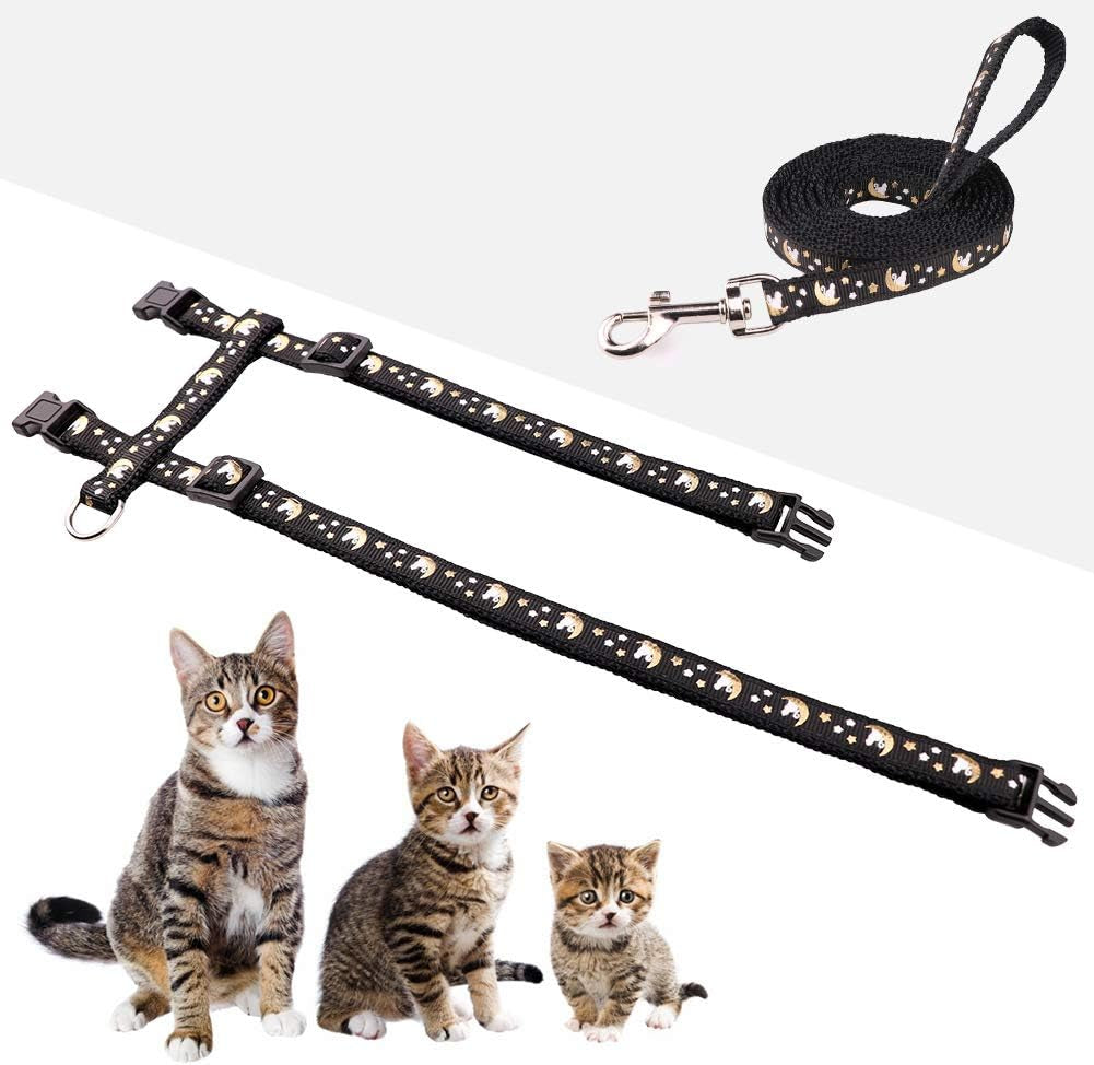 Glow-in-the-Dark Moon & Stars Cat Harness and Leash Set