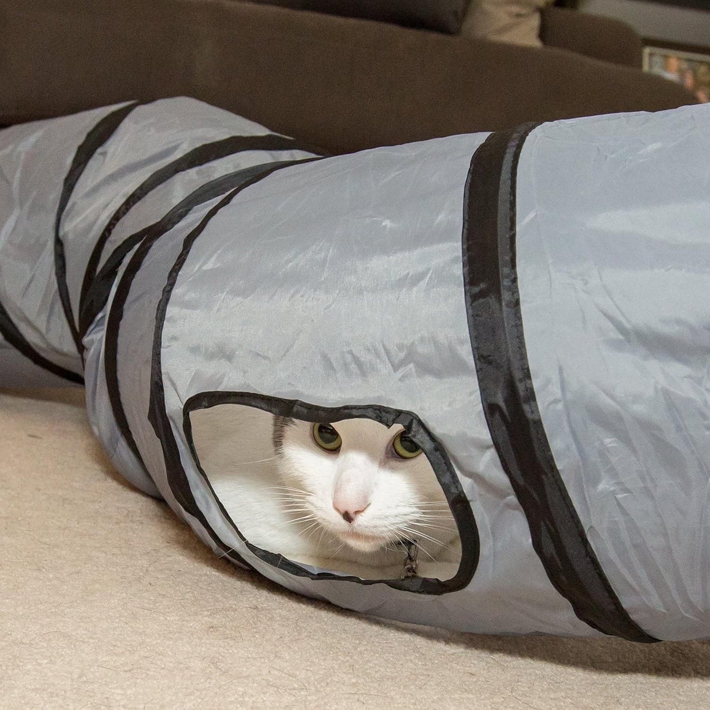 S-Way Collapsible Cat Tunnel – Interactive Pop-Up Play Toy with Peek Holes & Ball