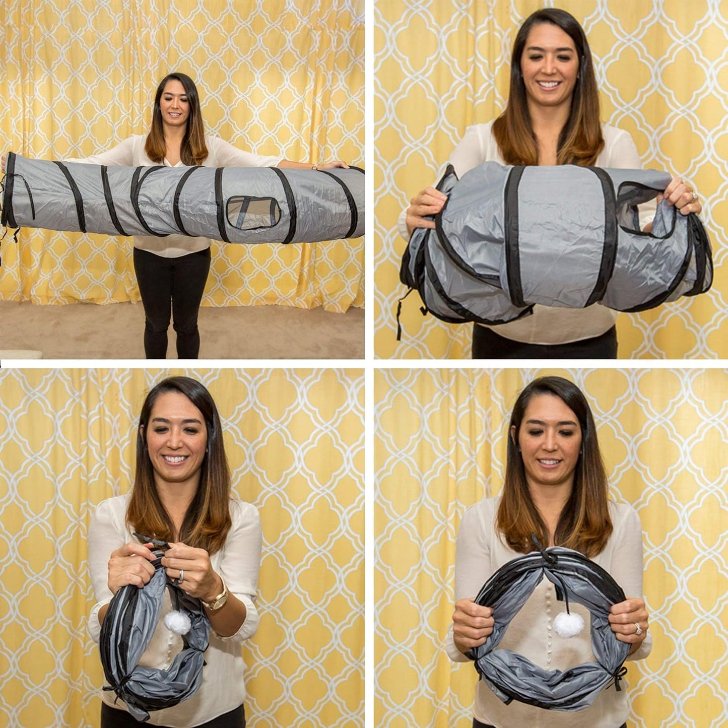 S-Way Collapsible Cat Tunnel – Interactive Pop-Up Play Toy with Peek Holes & Ball