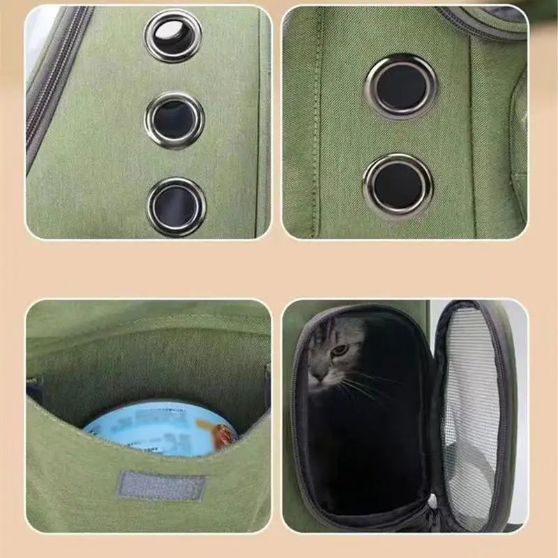Stylish Cat Backpack Carrier - Breathable Space Capsule for Safe Travel with Your Feline Friend