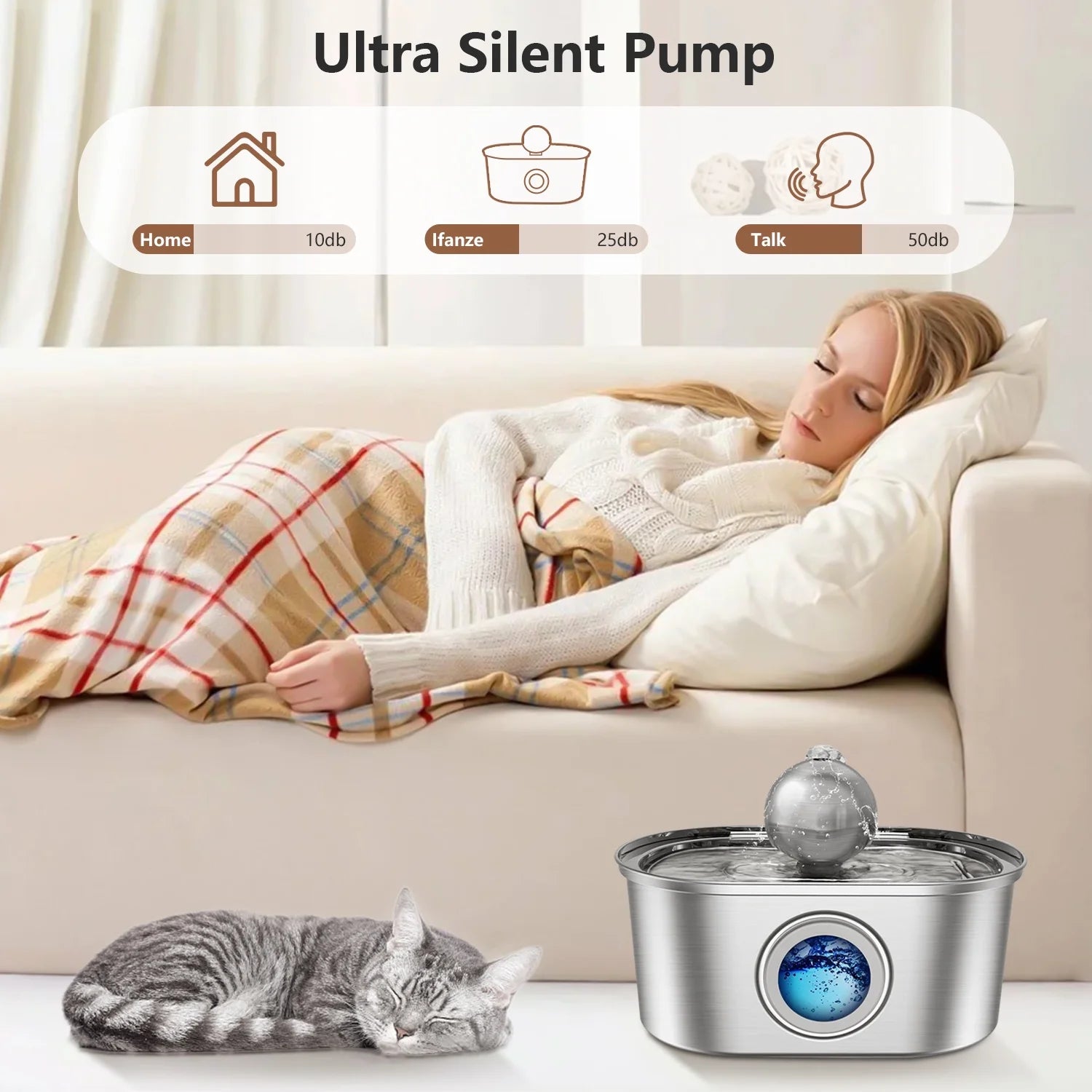 Qunler Stainless Steel Pet Water Fountain – 3.2L / 108 fl. oz.  water Dispenser
