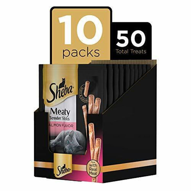SHEBA Meaty Tender Sticks Soft Cat Treats – Salmon Flavor (Pack of 50)