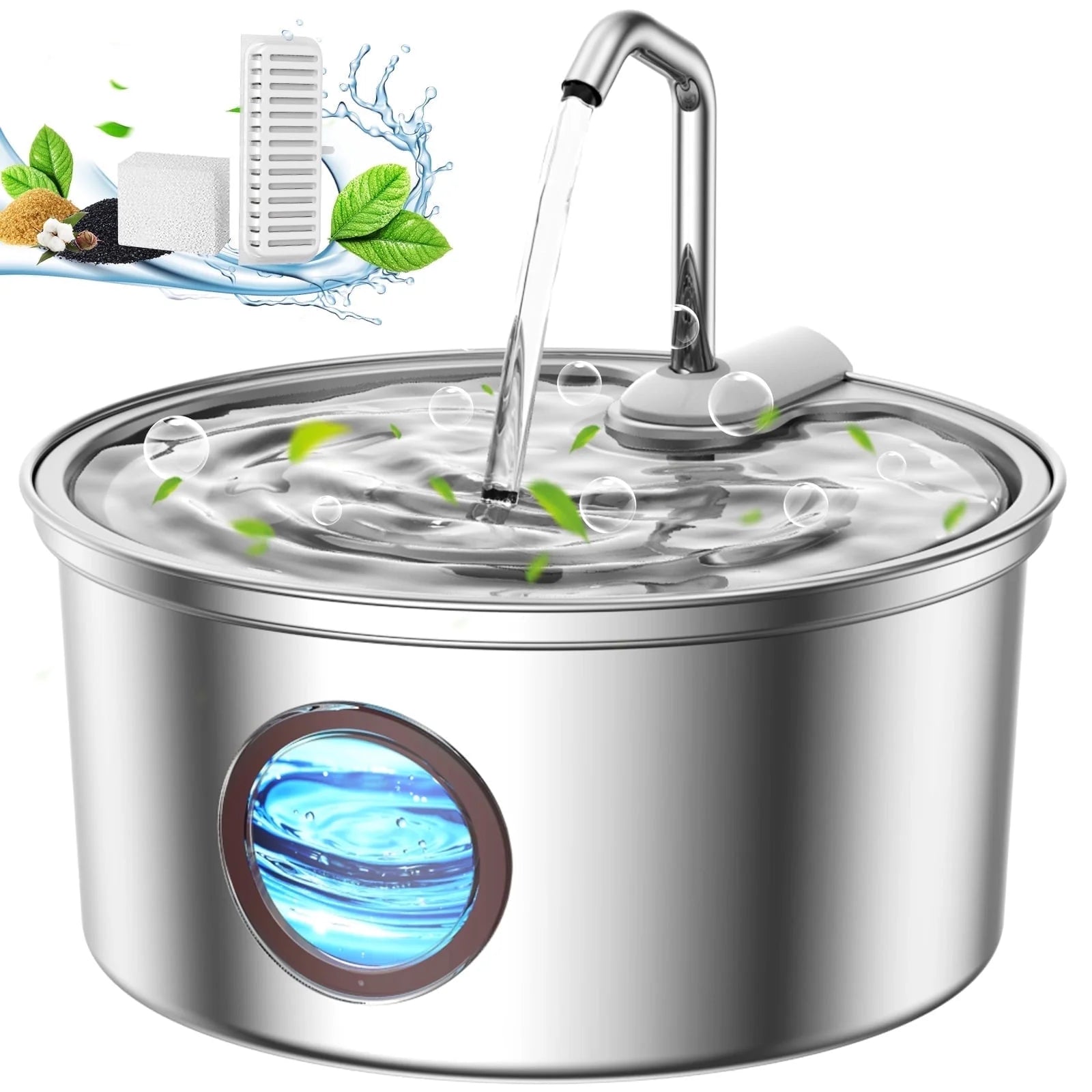 AGEETXT Stainless Steel Cat Water Fountain – 3.2L / 108oz Automatic Pet Water Dispenser