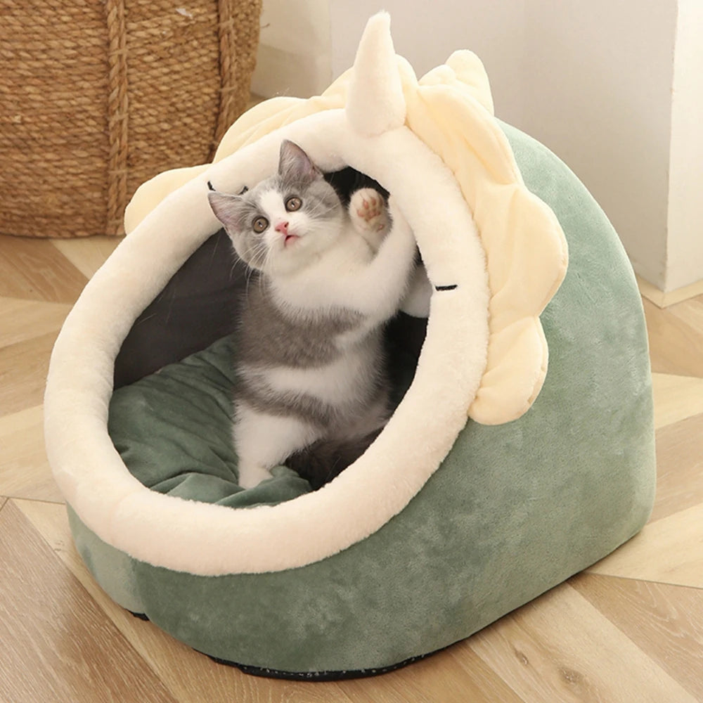 Cozy Cat Bed House – Soft Round Sleeping Cave for Cats & Small Pets (15.75" x 14.96" x 13.39")