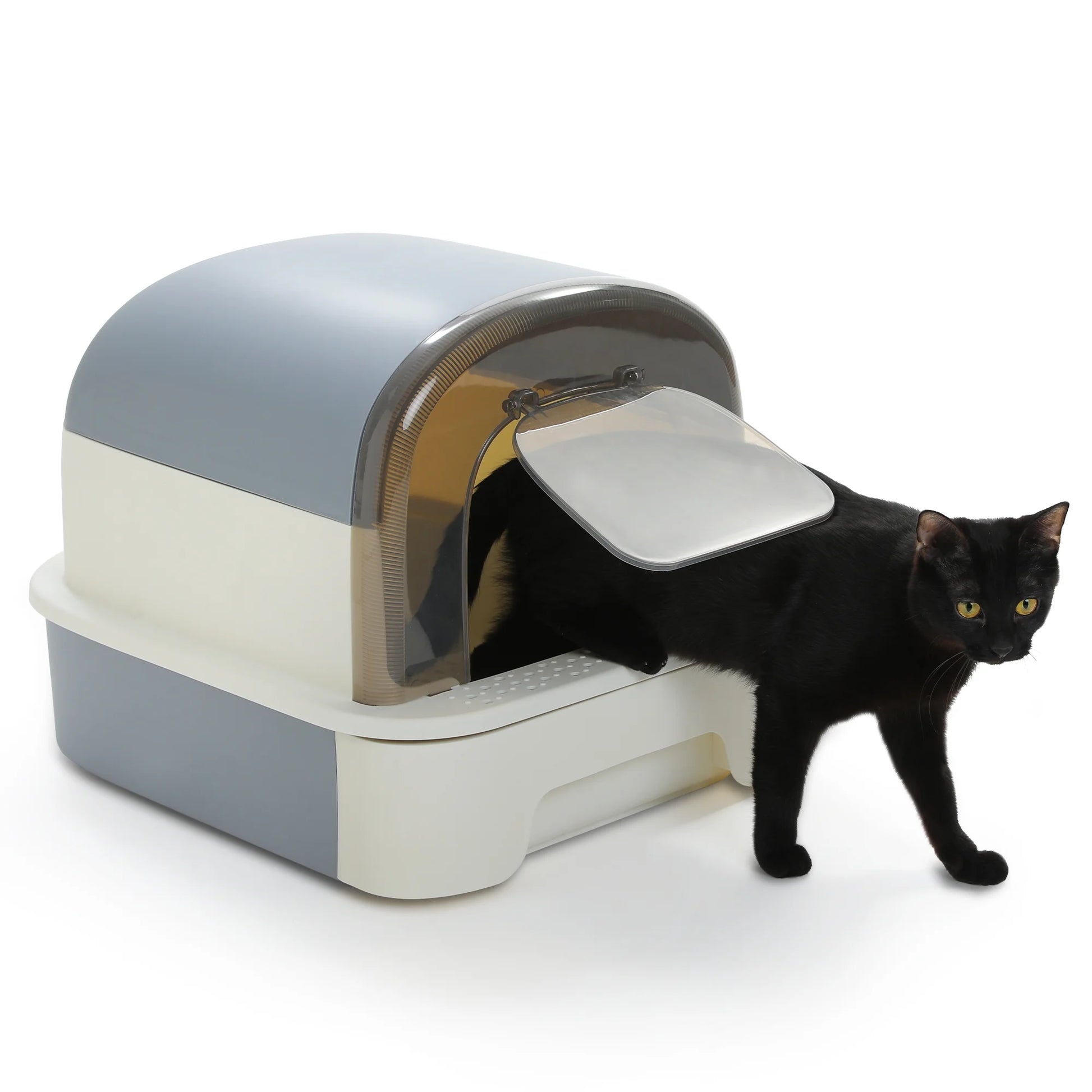 Large Cat Litter Box with Lid and Scoop – 2-in-1 Enclosed/Semi-Enclosed Design