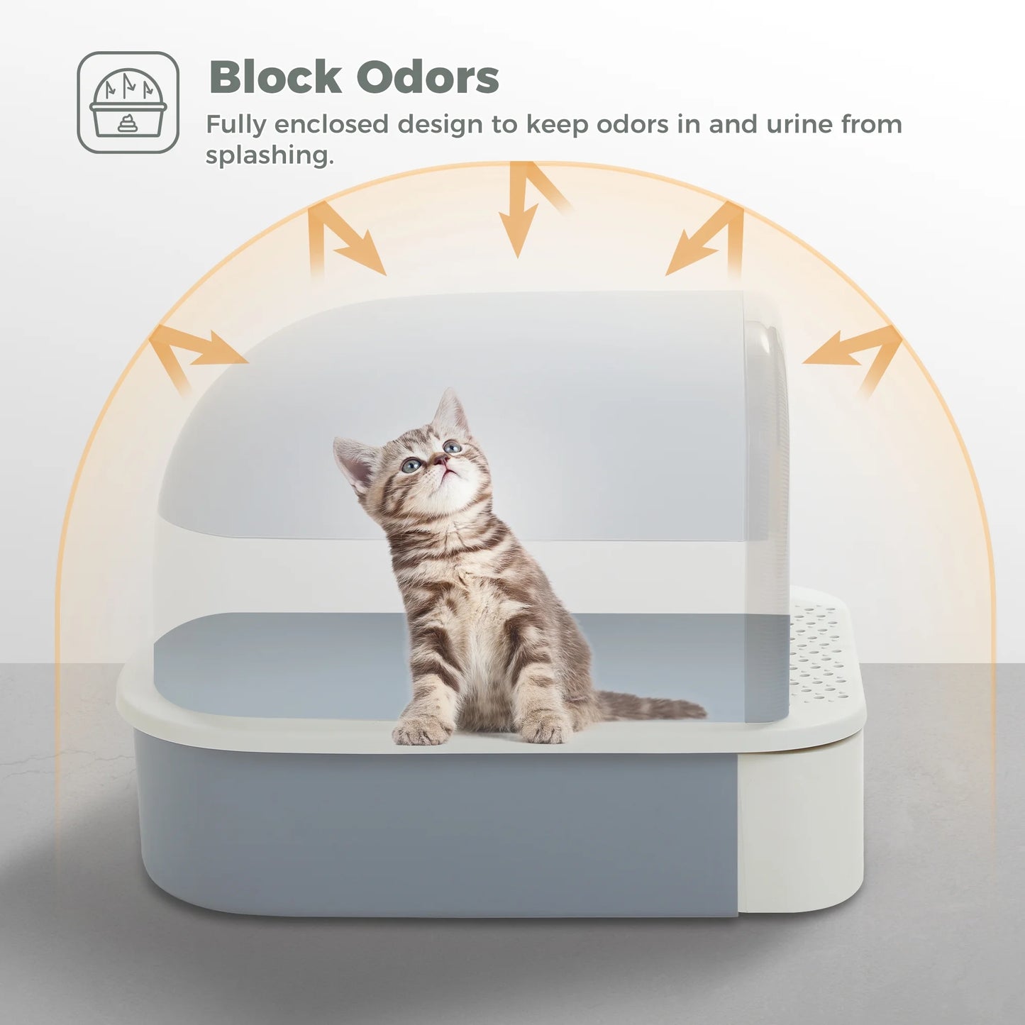 Large Cat Litter Box with Lid and Scoop – 2-in-1 Enclosed/Semi-Enclosed Design