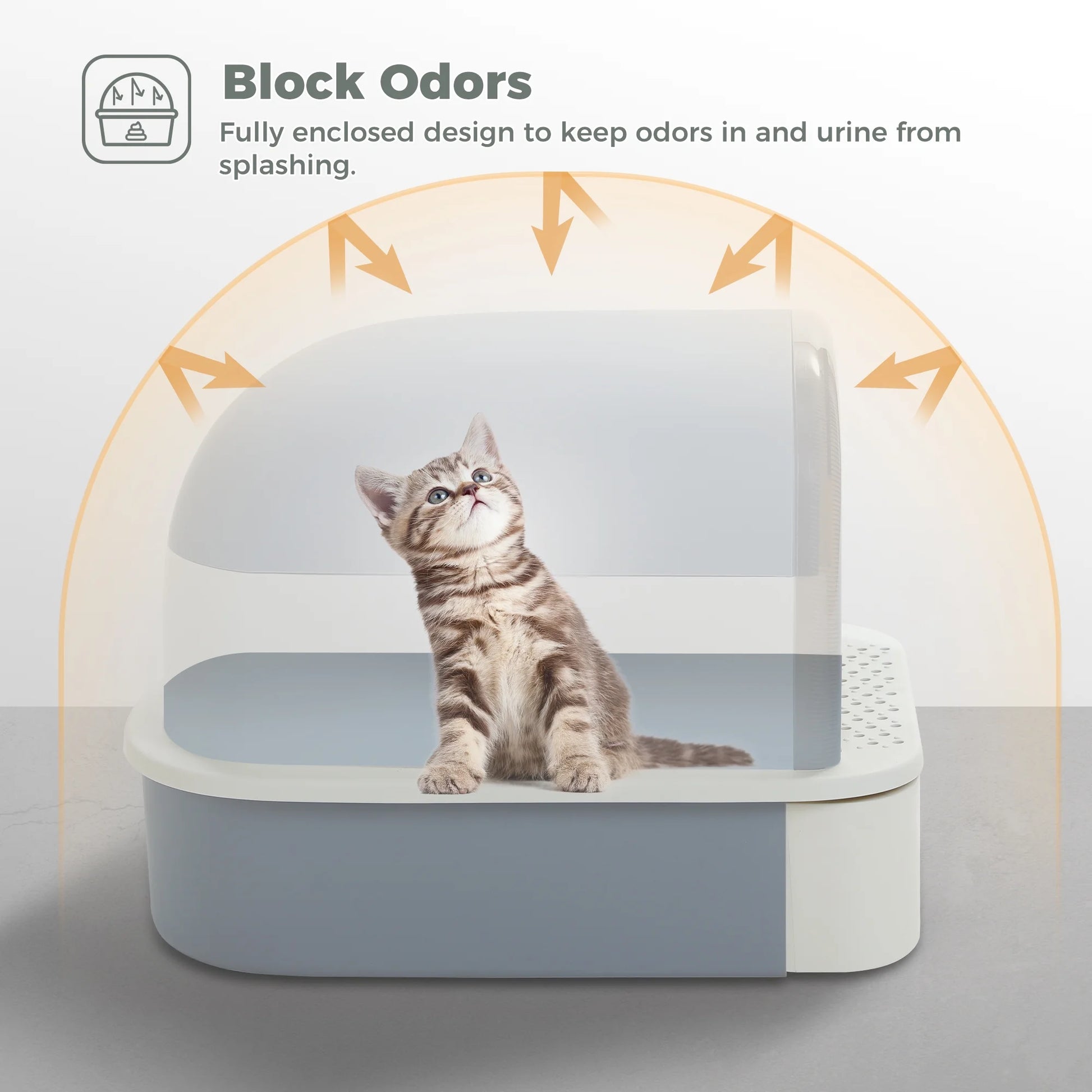 Large Cat Litter Box with Lid and Scoop – 2-in-1 Enclosed/Semi-Enclosed Design