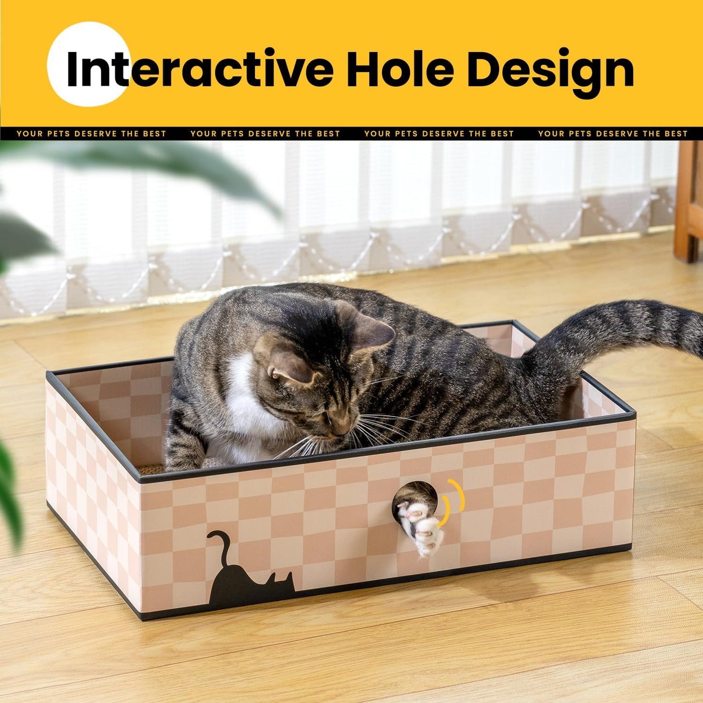 Cozy Cat Scratcher Box – 3-Layer Cardboard Lounge & Play Pad with Refillable Inserts