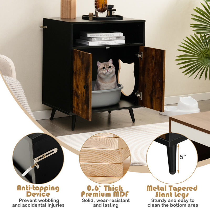 Industrial Cat Litter Box Enclosure with Entry & Open Storage