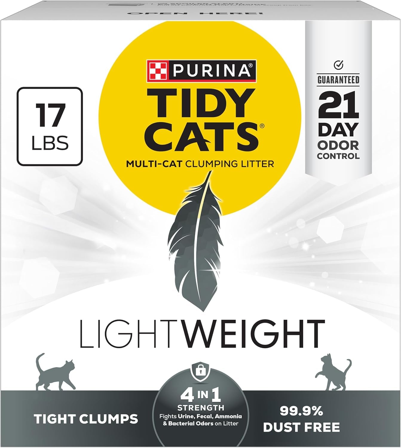 Purina Tidy Cats LightWeight 4-in-1 Strength Multi-Cat Clumping Litter – 17 lb Box