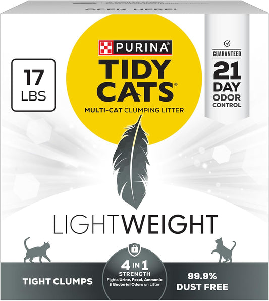 Purina Tidy Cats LightWeight 4-in-1 Strength Multi-Cat Clumping Litter – 17 lb Box