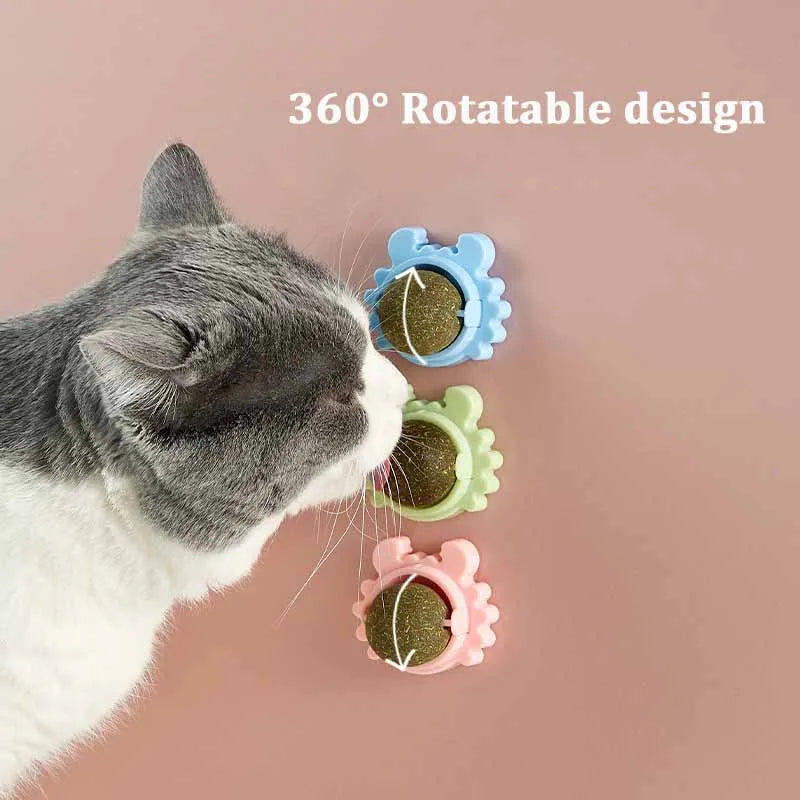Natural Catnip Toy Ball with Dust Cover – Hairball Removal & Digestion Aid
