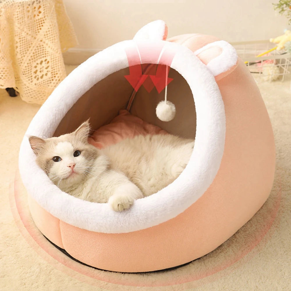 Cozy Cat Bed House – Soft Round Sleeping Cave for Cats & Small Pets (15.75" x 14.96" x 13.39")