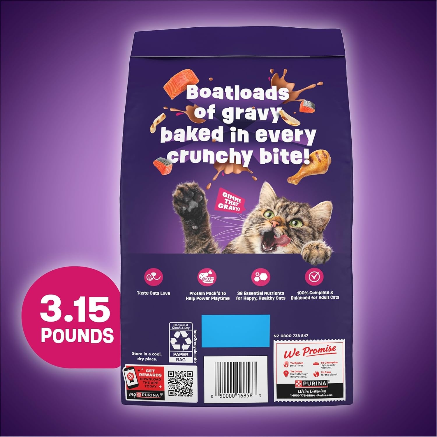 Purina Gravy Swirl'D Dry Cat Food - Delicious Chicken & Salmon Flavor - 3.15 Lb Bag