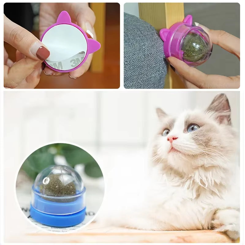 Natural Catnip Rotatable Wall Ball Toy