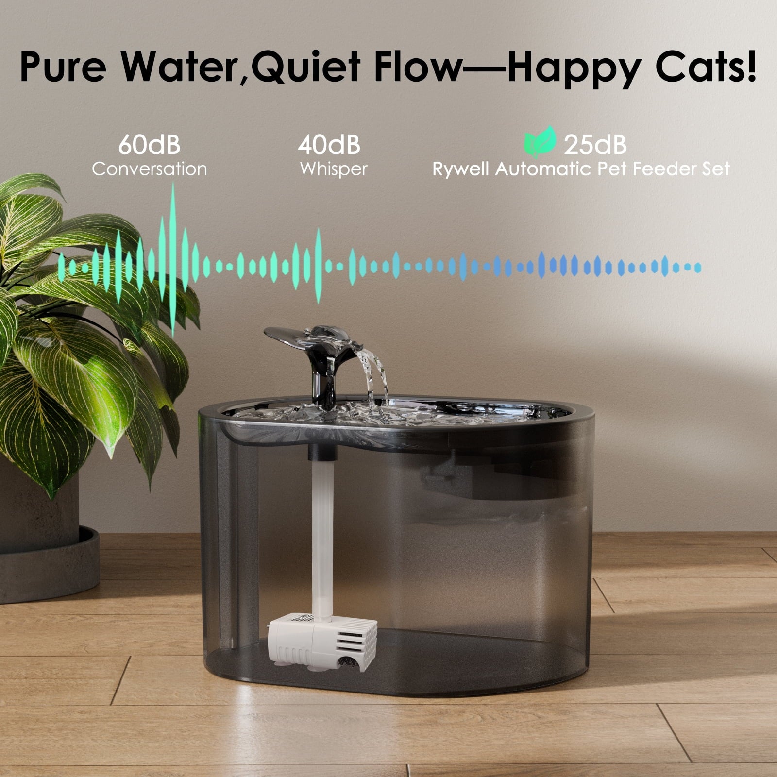 Rywell Automatic Cat Feeder with Water Dispenser – 2-in-1 Smart Feeding System