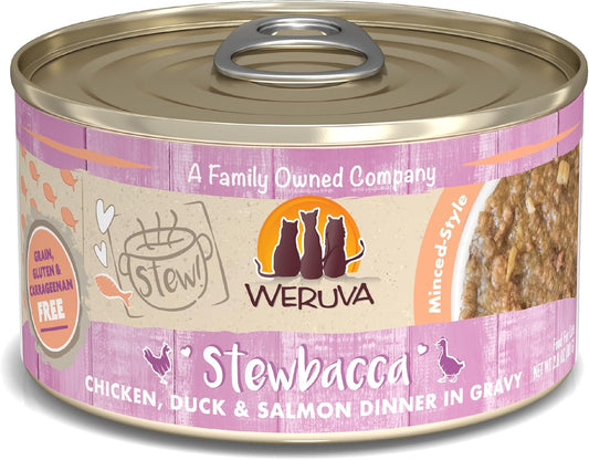 Savory Stewbacca Cat Stews - Chicken, Duck & Salmon in Gravy, 2.8oz Can (Pack of 12)