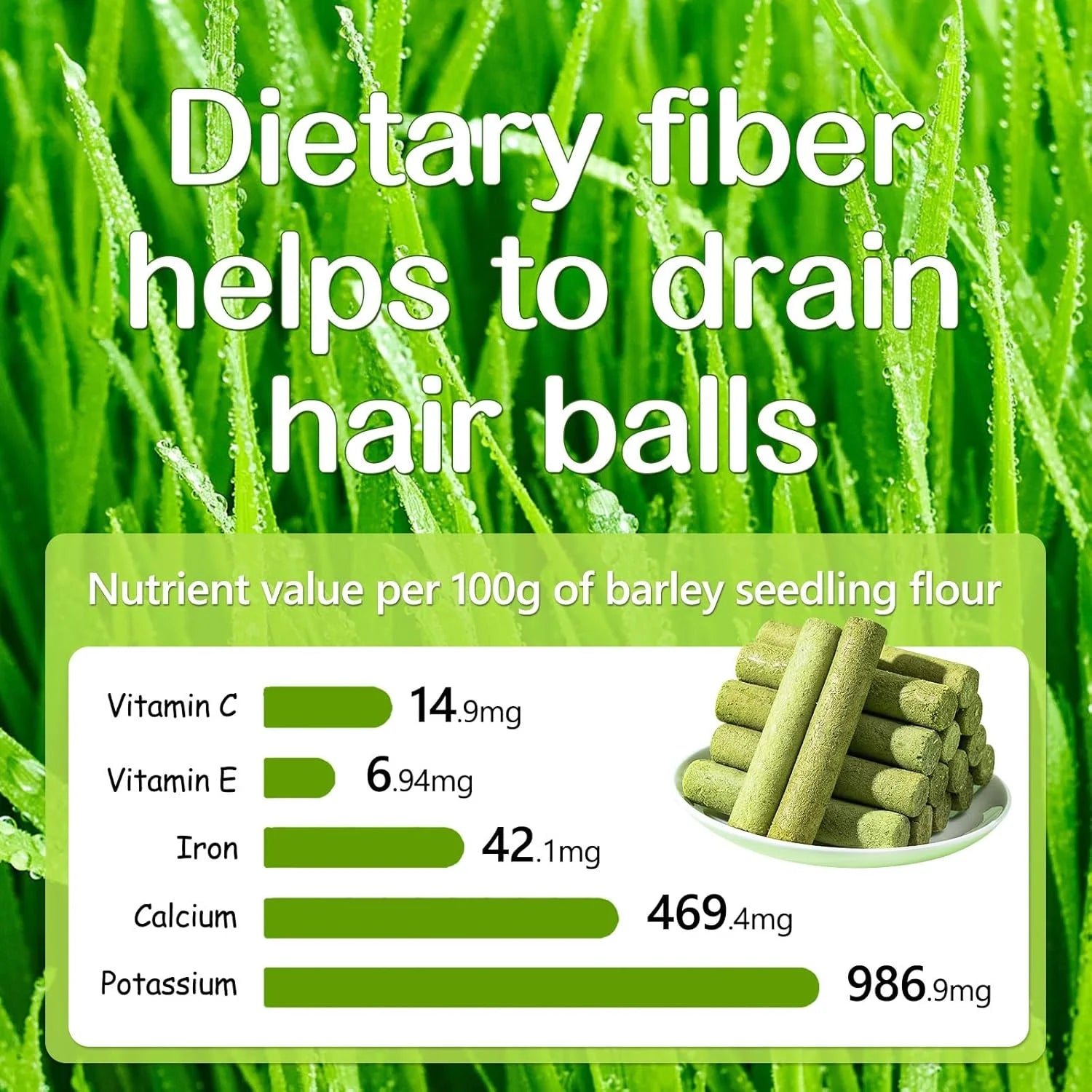 Natural Cat Grass Teething Sticks - 50g Edible Treats for Dental Care & Hairball Relief