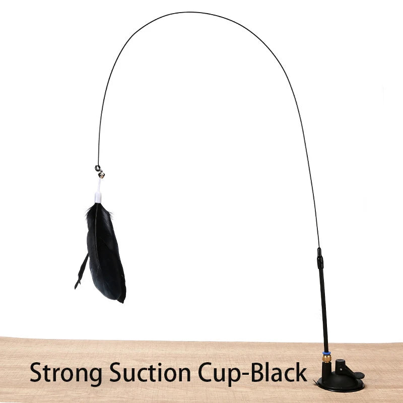 Interactive Feather Cat Toy with Suction Base & Bell 🐾