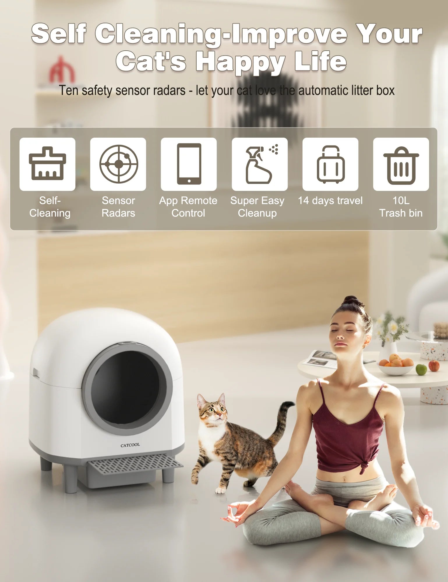 OMCPET 100L Large Self-Cleaning Cat Litter Box – Smart, Safe, and Made for Multi-Cat Homes