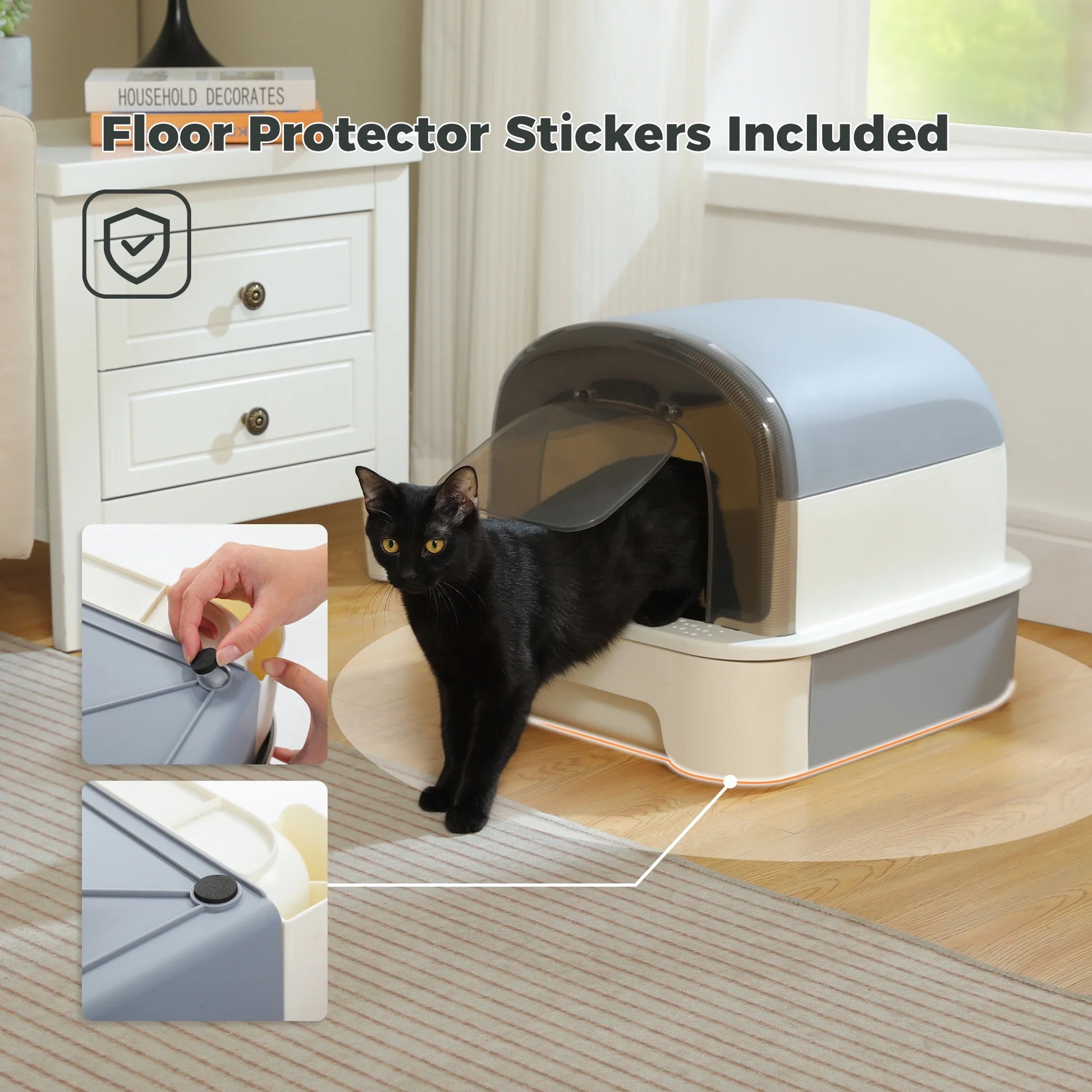 Large Cat Litter Box with Lid and Scoop – 2-in-1 Enclosed/Semi-Enclosed Design