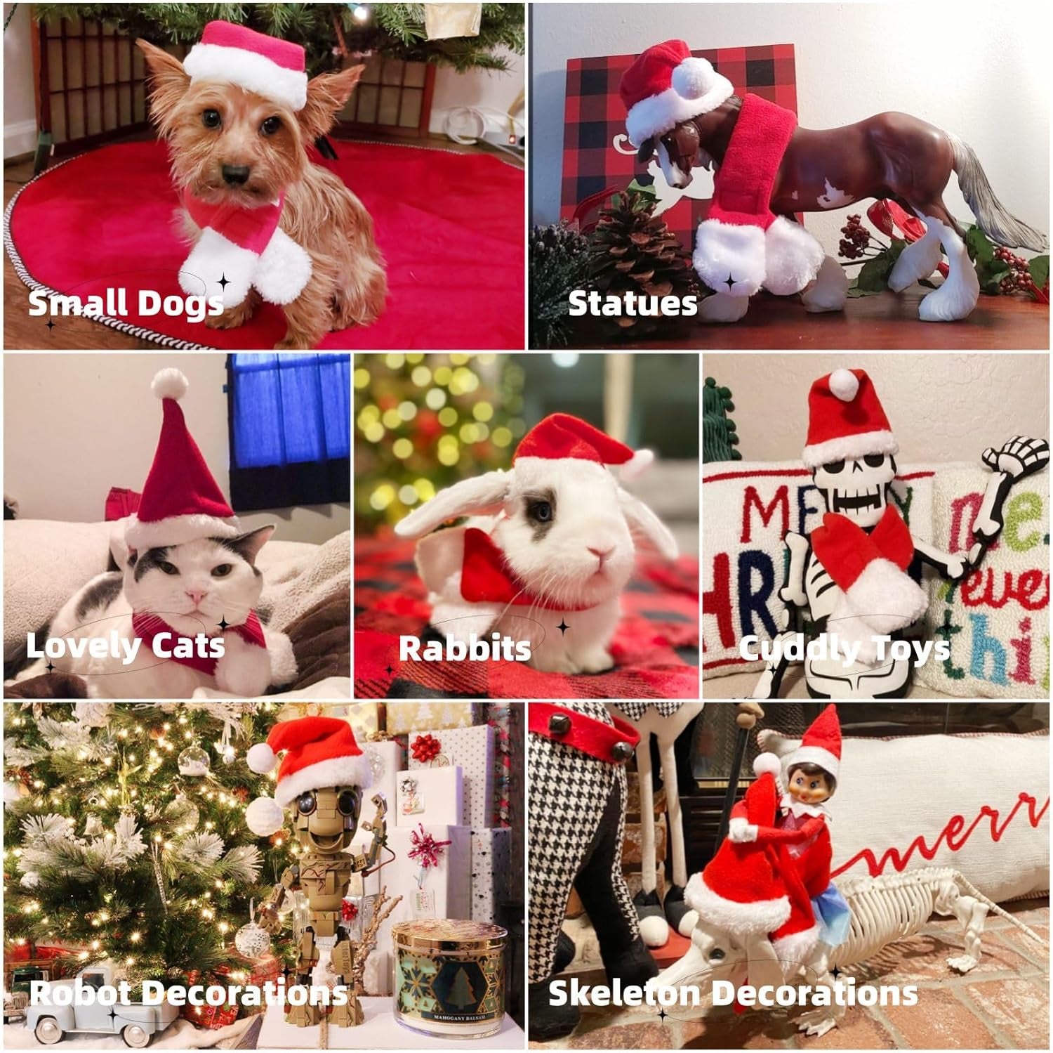 Adorable Cat Santa Hat & Scarf - Christmas Costume