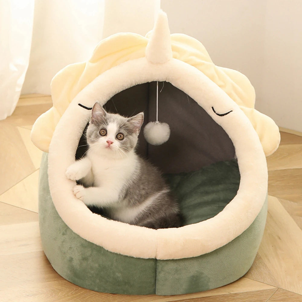 Cozy Cat Bed House – Soft Round Sleeping Cave for Cats & Small Pets (15.75" x 14.96" x 13.39")