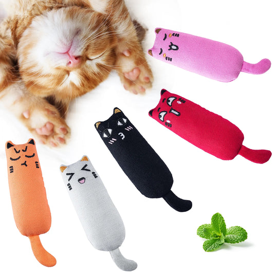 5PCS Christmas Catnip Chew Toy Set – Durable Bite-Resistant Cotton Linen