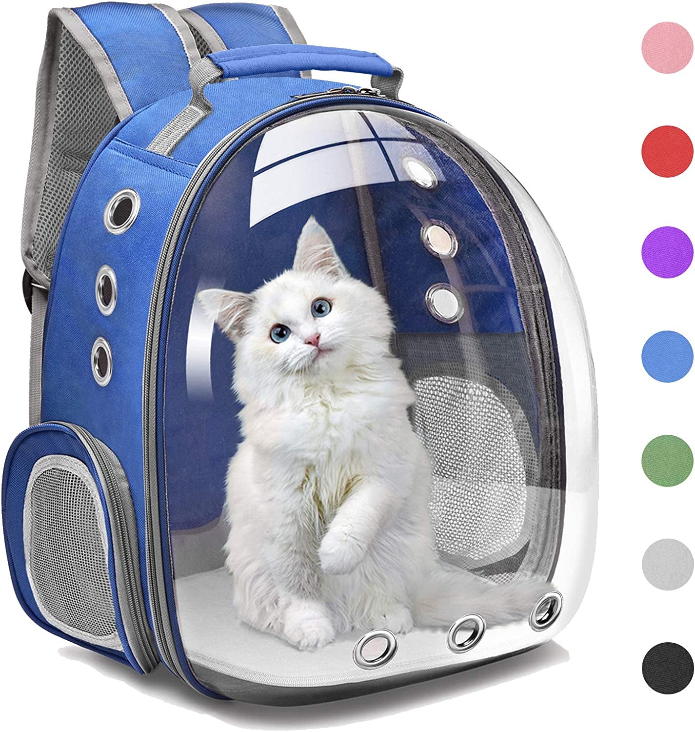 Navy Blue Space Capsule Cat Backpack Carrier - Airline Approved Pet Travel Bag for Hiking & Adventures