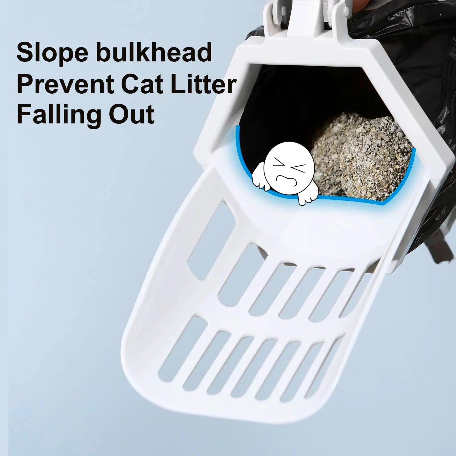3-in-1 Cat Litter Scoop with Holder – Large Portable Scooper with 200 Refill Bags (Gray)