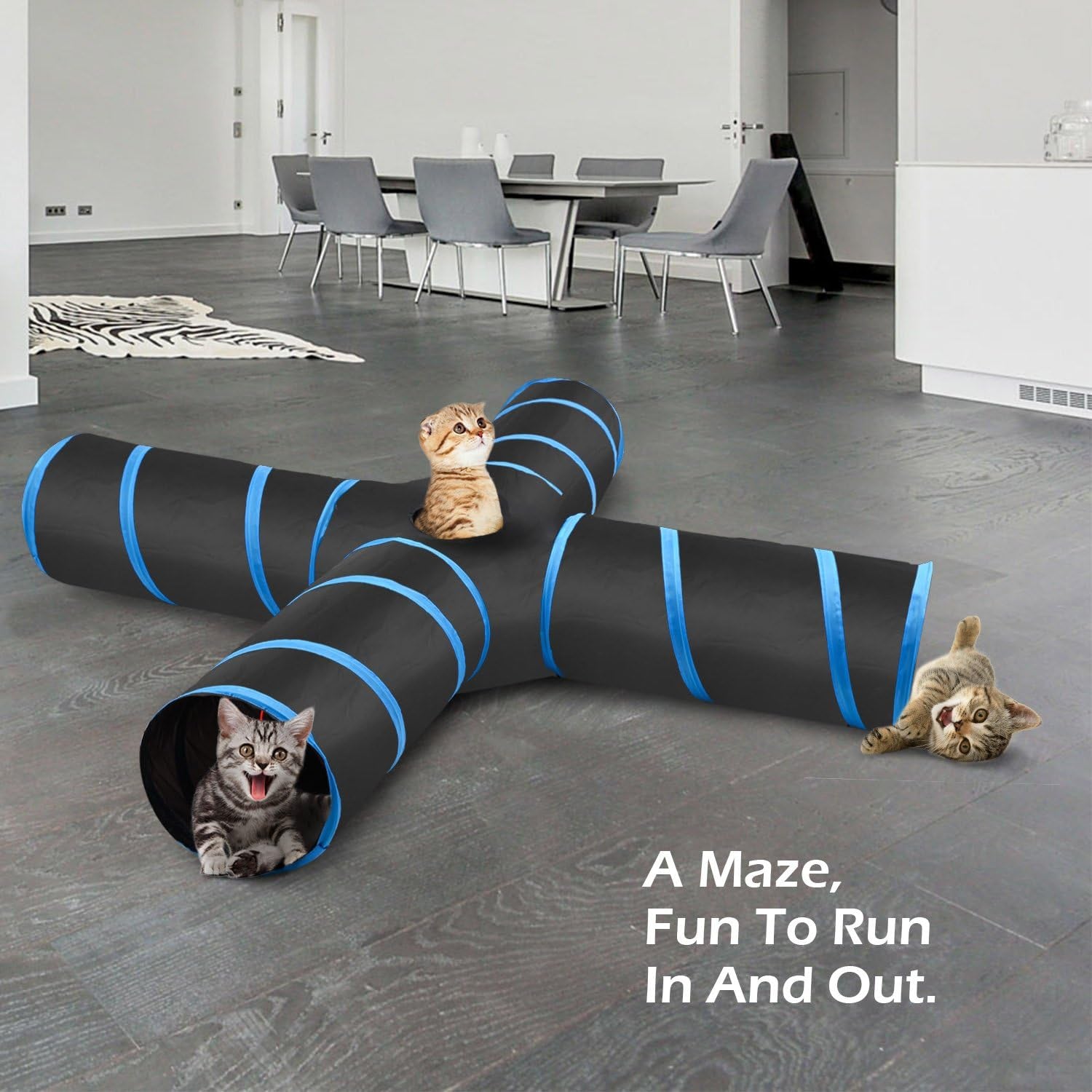 4-Way Collapsible Cat Tunnel – Interactive Maze Toy for Cats & Kittens