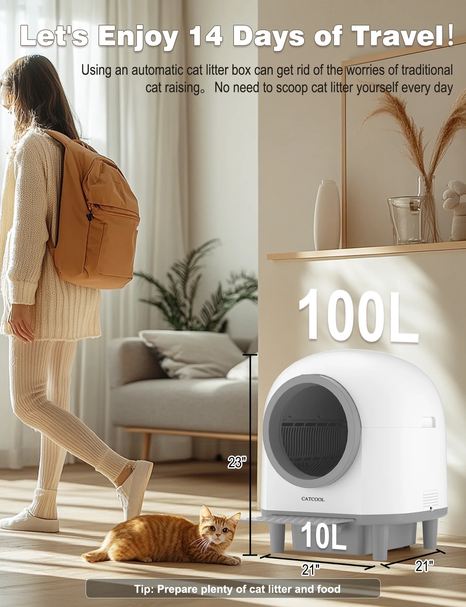 OMCPET 100L Large Self-Cleaning Cat Litter Box – Smart, Safe, and Made for Multi-Cat Homes