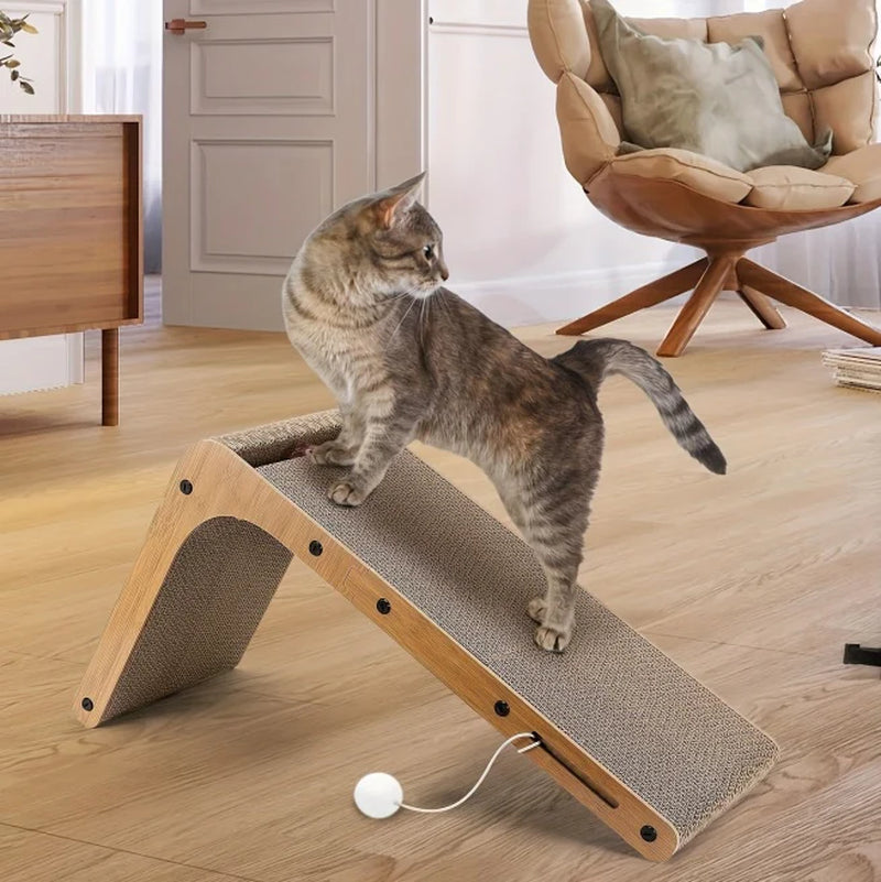 23.6" L-Shaped Cat Scratching Post with Ball Toy