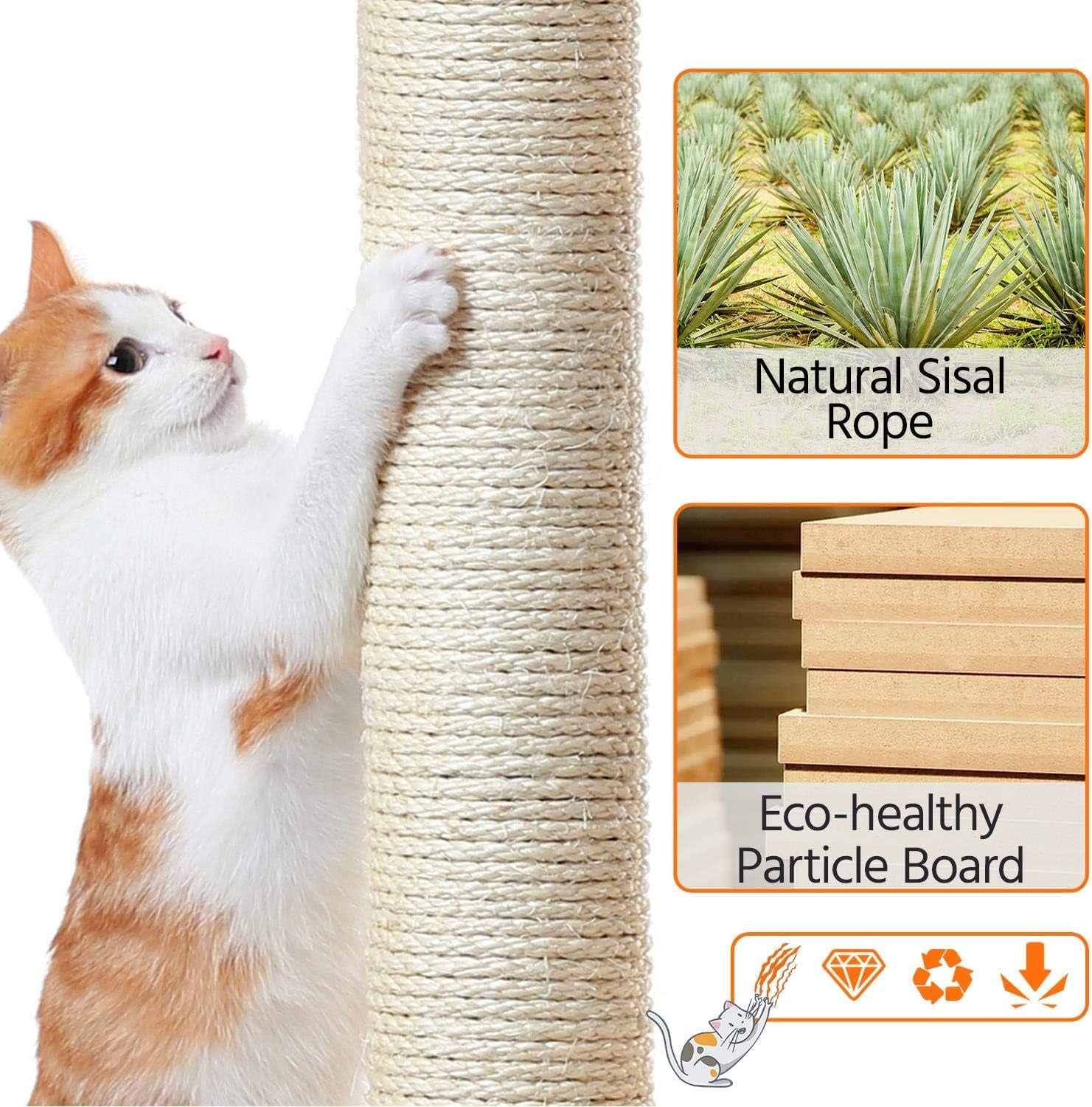 34" Modern Cat Tree Tower with Condo, Basket & Scratching Posts – Black