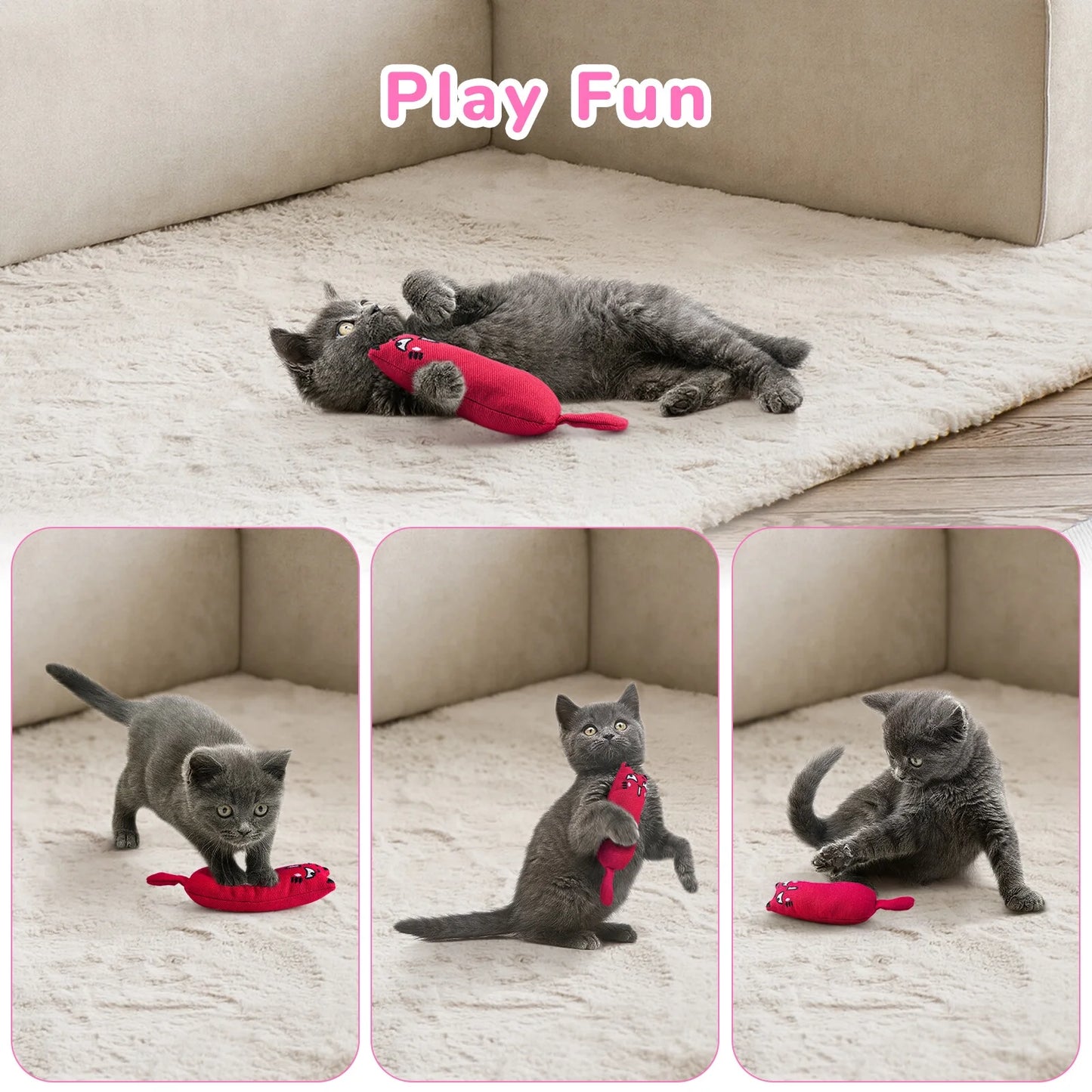 5PCS Christmas Catnip Chew Toy Set – Durable Bite-Resistant Cotton Linen