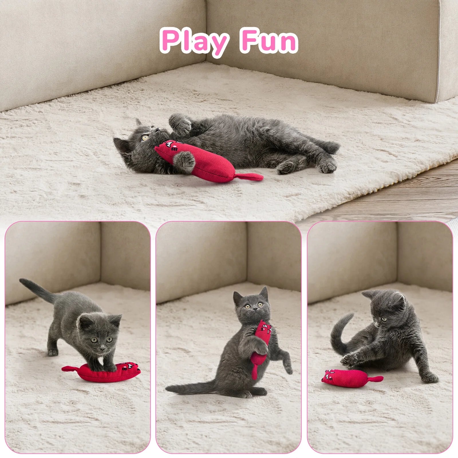 5PCS Christmas Catnip Chew Toy Set – Durable Bite-Resistant Cotton Linen