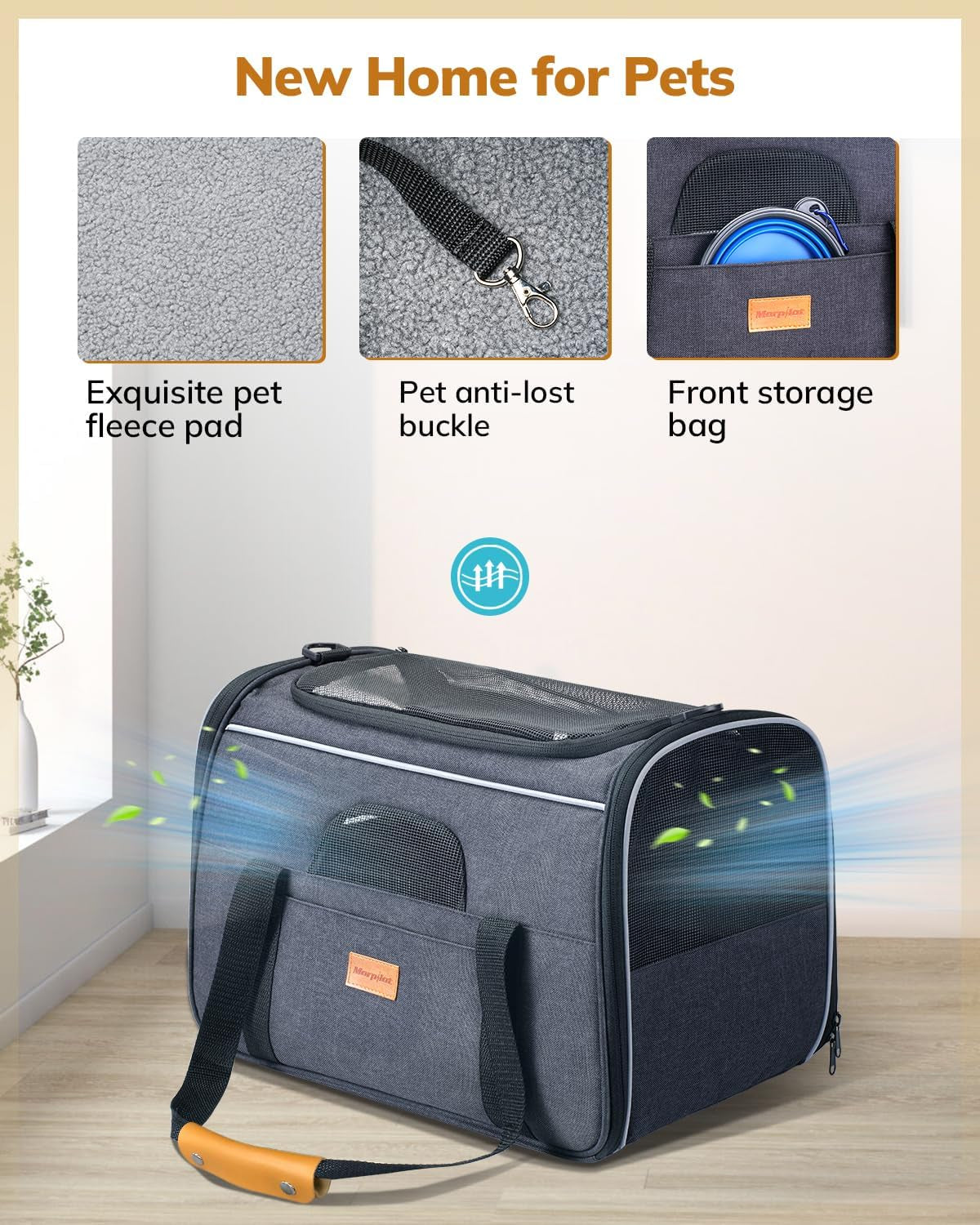 Premium Soft-Sided Cat Carrier for Large Cats- Airline Approved, Includes Foldable Bowl - Dark Gray