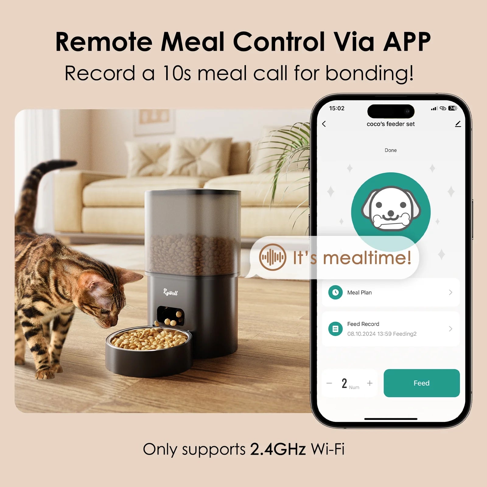 Rywell Automatic Cat Feeder with Water Dispenser – 2-in-1 Smart Feeding System