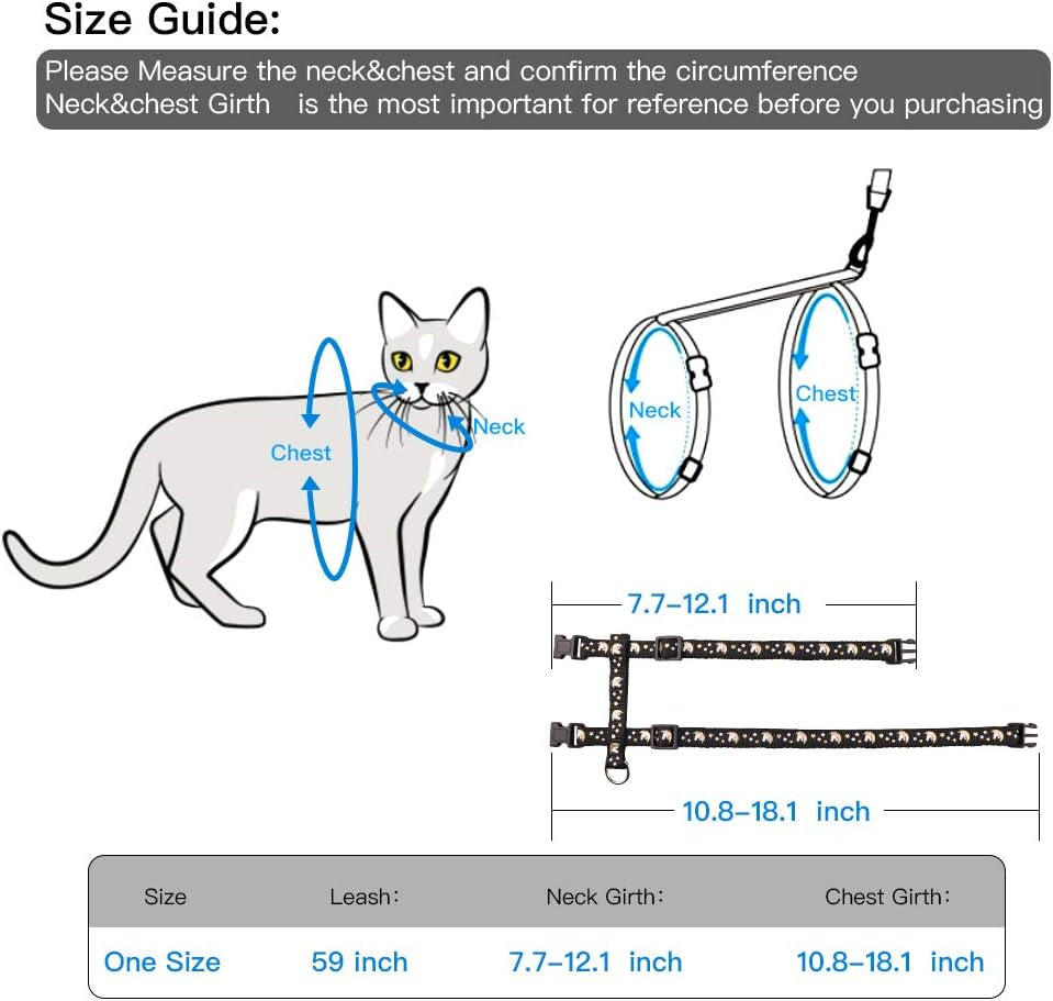 Glow-in-the-Dark Moon & Stars Cat Harness and Leash Set