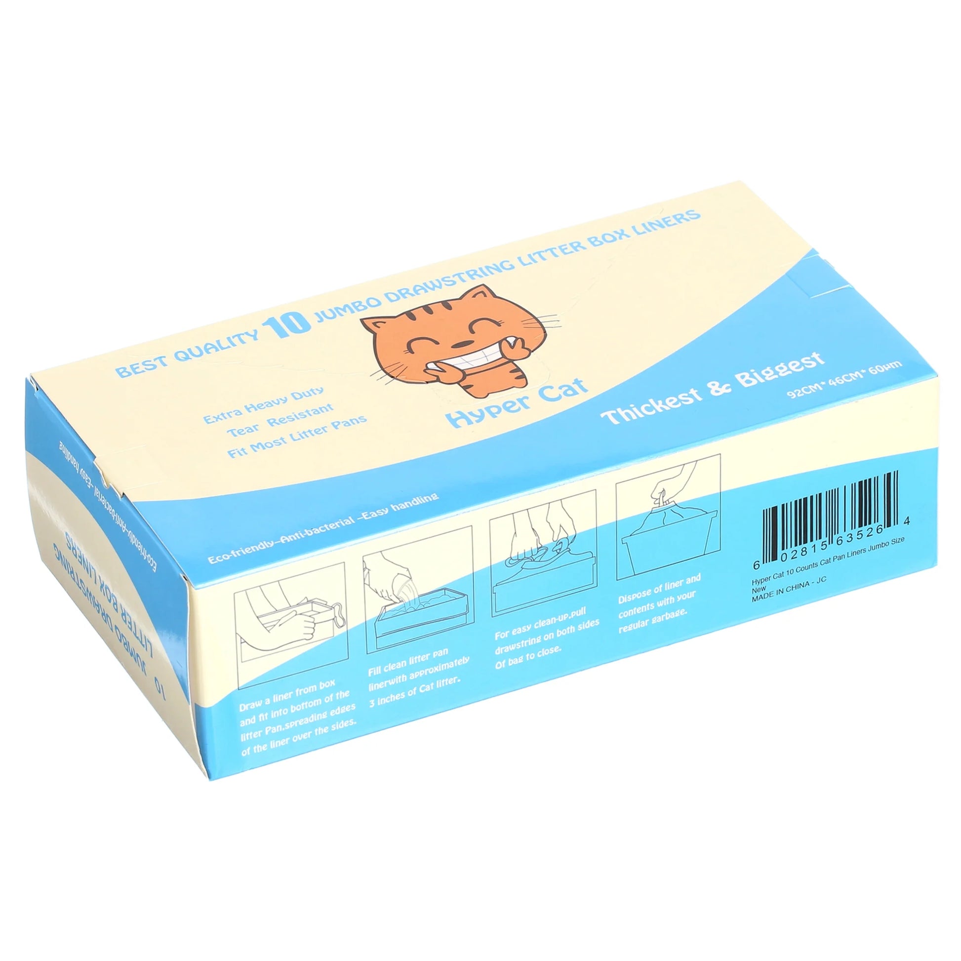 Hyper Cat Jumbo Cat Litter Box Liners – Drawstring, Extra-Strong, Tear-Resistant