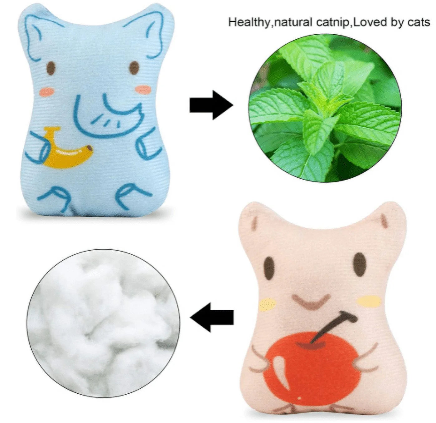 5PCS Catnip Plush Chew Toy Set – Durable Cotton Linen for Cats & Kittens