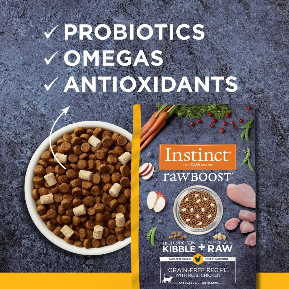 Raw Boost High Protein Grain-Free Cat Food with Freeze-Dried Chicken Pieces - 10 lb Bag