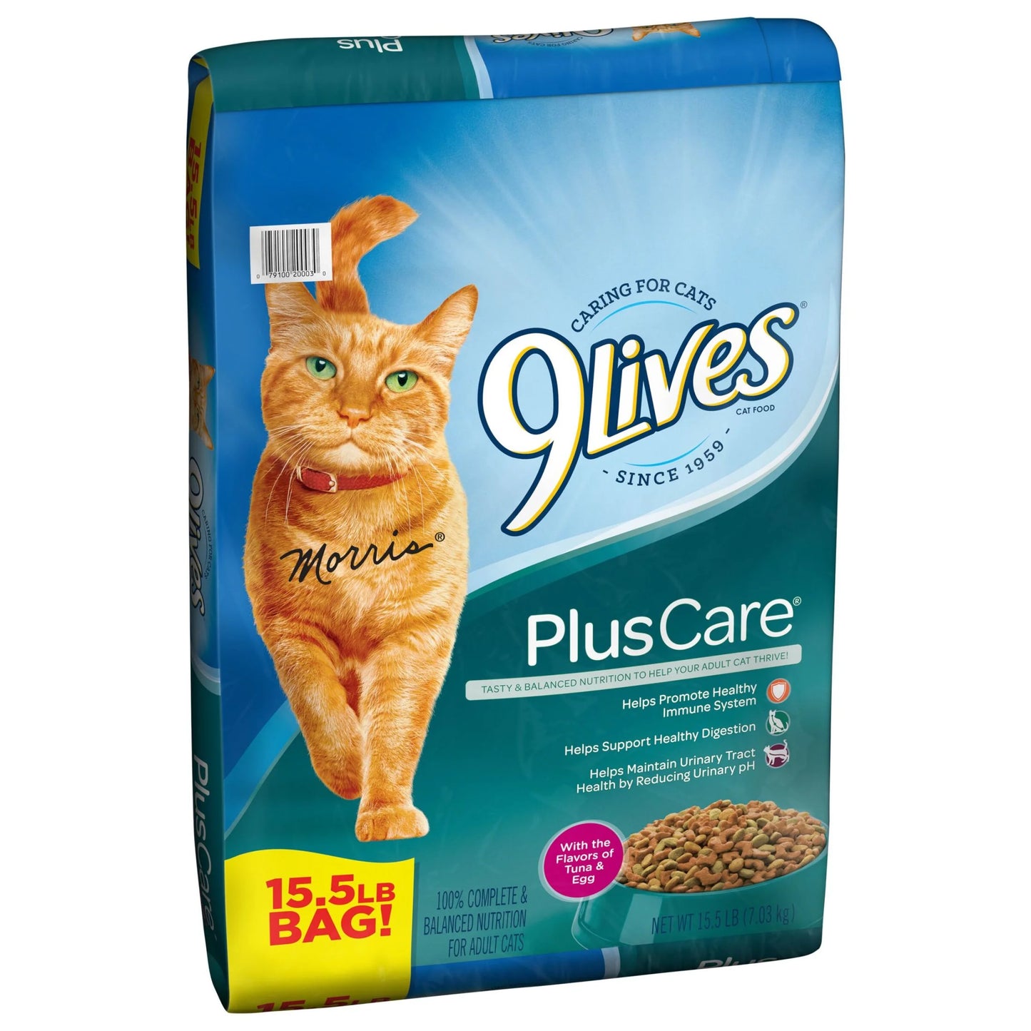 Plus Care Dry Cat Food - Delicious Tuna & Egg Flavors, 15.5 Lb Bag