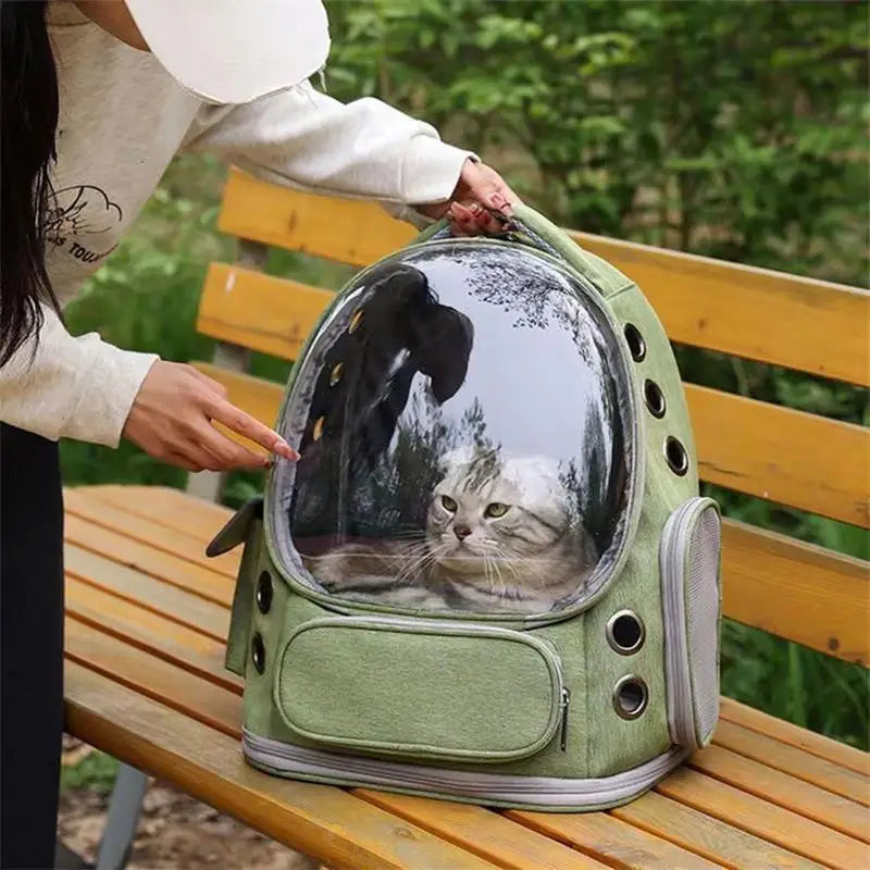 Stylish Cat Backpack Carrier - Breathable Space Capsule for Safe Travel with Your Feline Friend